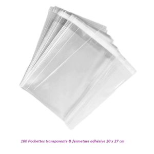 100 Sac boutique 20x25cm Blanc & Elégant  (colis/carton/plastique/scotch/fragile)