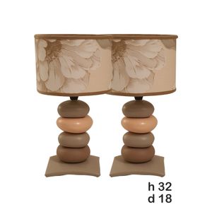 Chtioui Design Lot de 2 Lampes de chevet - Céramique - 4 Galets - Beige -  32 cm à prix pas cher