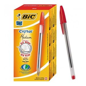 Bic Cristal Medium Lot de 10 stylos à bille, Rouge