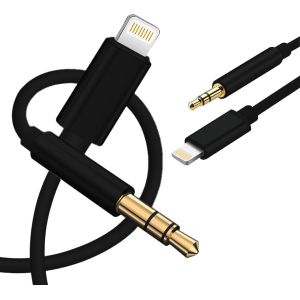 INECK - Cable auxiliaire voiture iPhone, AUX Male a Lightning Cable Jack  3,5 mm Fiche Audio Stereo
