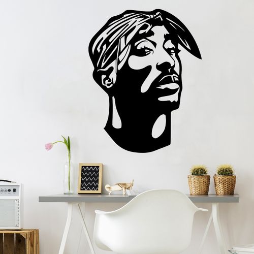 artzy Sticker musique portrait Tupac - 57*72 cm - noir à prix pas cher