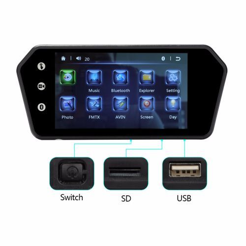 Generic Écran tactile de rétroviseur voiture Bluetooth MP5 avec