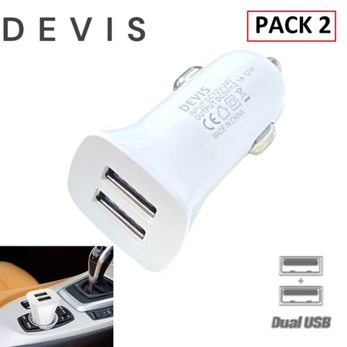 DEVIS Pack 2 Mini Chargeur Voiture - Allume Cigare - Double USB à