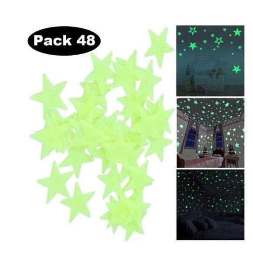 Sans Marque Etoiles autocollantes lumineuse 48 pcs - Stickers plastic  Fluorescent à prix pas cher