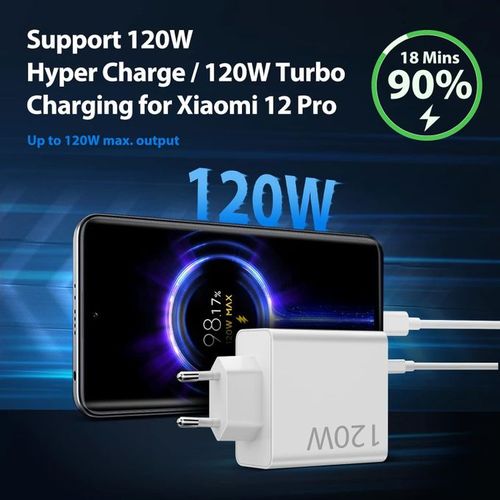 Chargeur Original Xiaomi 120W Hyper Charge + Câble pour 12 et Pro