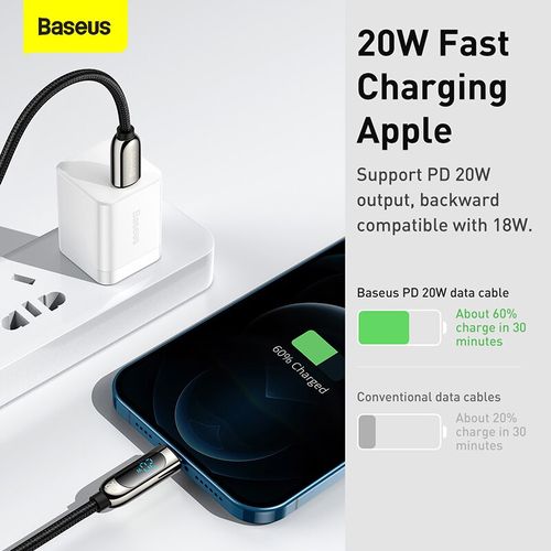 BASEUS - Câble LED USB Type C Vers USB-C -60W