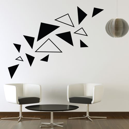 artzy Sticker Mural Salon Design Triangles - Noir à prix pas cher