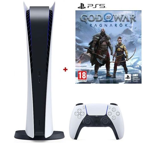 Sony Console Playstation PS5 Edition Digitale + Jeu God of War Ragnarök  (téléchargeable) à prix pas cher