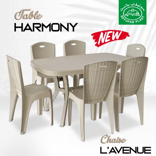 Sotufab Lot de 6 chaises Plastique-L'avenues- & une Table Plastique - Harmony - Grége image 0
