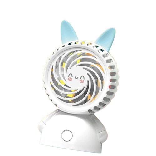 Sans Marque Mini Ventilateur - rechargeable - 2 vitesses - lumière LED -  Lapin - blanc/bleu à prix pas cher