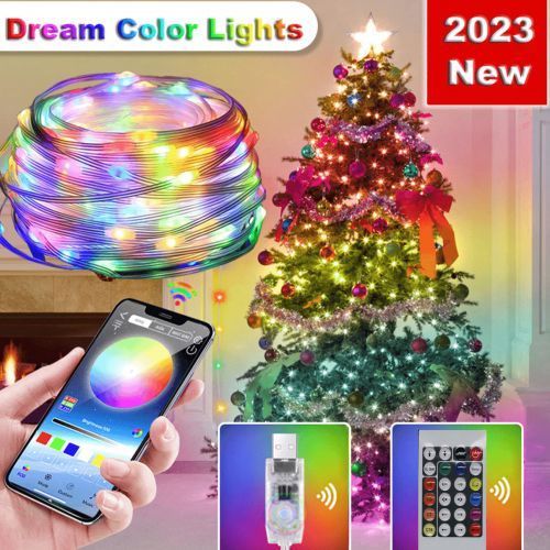 Acheter Guirlande lumineuse RGB pour arbre de noël, contrôle intelligent  Bluetooth, USB, LED, lampe d'extérieur, télécommande avec application, guirlande  lumineuse féerique, décoration