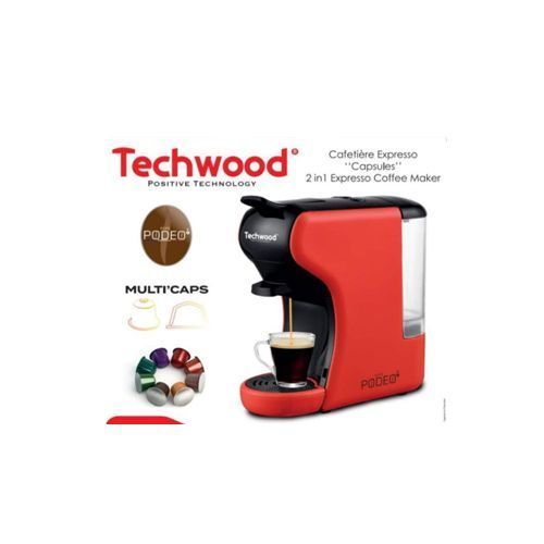 CAFETIERE EXPRESSO TECHWOOD TCA-195N MULTI-CAPSULE ROUGE