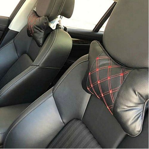 2x Coussin de voiture en cuir - Coussin de siège de voiture - Coussin de cou  pour