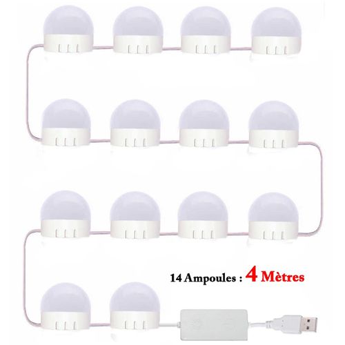 Sans Marque Kit 14 Ampoules Autocollants de Coiffeuse - LED - 4 mètres à  prix pas cher