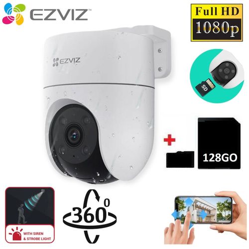 Ezviz Caméra surveillance WIFI - 1080P -speed Dome - Suivie mouvement -  Extérieur + Carte Micro SD 128Go à prix pas cher