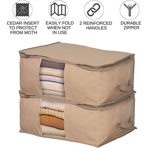 Sans Marque Pack de 6 Sacs de Rangement tissu Beige à prix pas