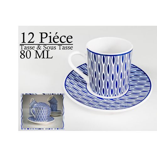 Service À Thé - Café,Tasses à thé de bureau en porcelaine bleue et