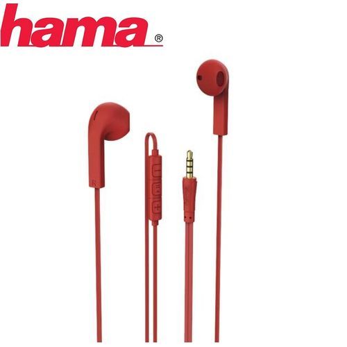 Casque Advance écouteurs microphone câble plat Hama rouge