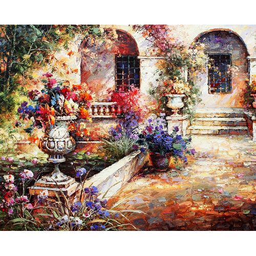 Art Gallerie Tableau décoratif - jardin peinture - 100 x 80 cm à
