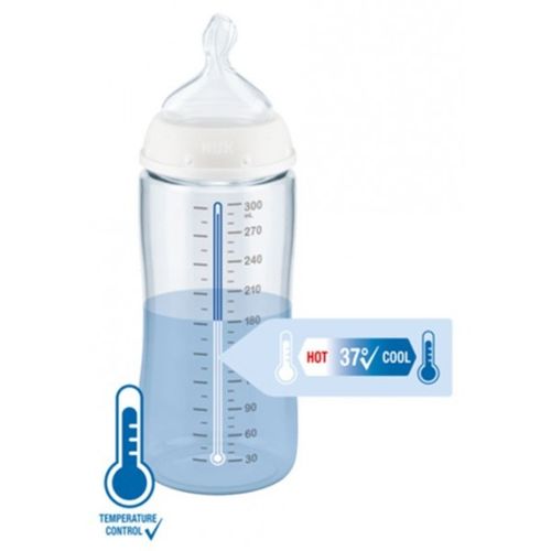 NUK First choice+ Biberon 0-6 mois Taille M 300 ml Bleu silicone