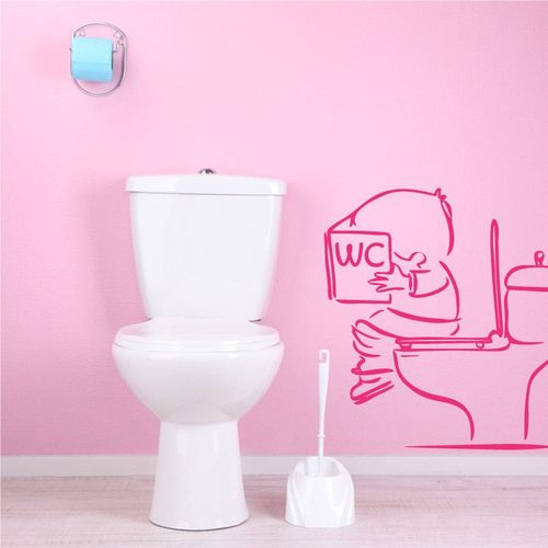 artzy sticker Enfant assis sur la cuvette des toilettes - 57*60 cm - rose à  prix pas cher