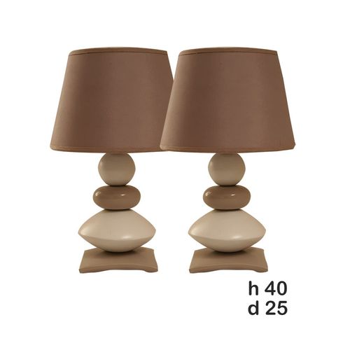 Chtioui Design Lot de 2 Lampes de chevet - Céramique - 3 Galets - Beige et  Marron - 40 cm à prix pas cher