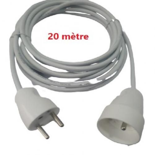 Extra Rallonge électrique - Câble 2G x 0.75 / 20M + 2 Prises mâles et  femelles 2P+T à prix pas cher
