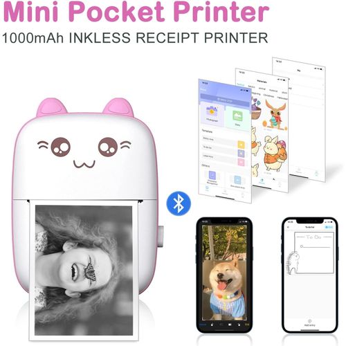 Mini imprimante photo thermique portable pour enfant, étudiant mauvaise  imprimante d'étiquettes thermiques pour enfant cadeau imprimante thermique  de poche