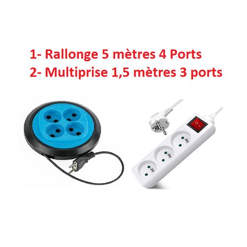 Multiprise Electrique Sans Fil - 5 Prises - Blanc - Garantie 1 Mois