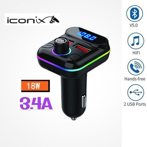 Iconix Transmetteur FM - Bluetooth V5 - MP3 - Appels - Charge - 18W - 2  Ports USB à prix pas cher