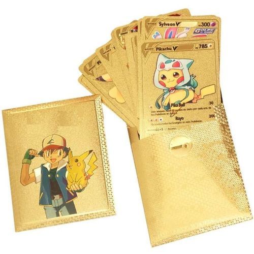 Pokemon Pack de 10 carte - Doré/Gold - En métal - Rare cartes uniquement à  prix pas cher