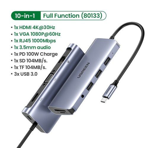 Wewoo - HUB Adaptateur USB C vers HDMI VGA Hub USB 5 en 1