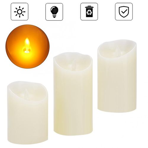 Sans Marque Pack 3 Bougies LED - sans Flamme - H1= 15 Cm, H2= 12.5 Cm, H3=  10 Cm à prix pas cher