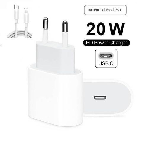 Chargeur pour téléphone mobile Bolaker Chargeur Adaptateur 20W blanc pour iPhone  12