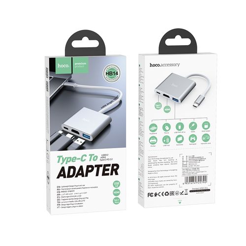 Hoco Adaptateur - Type-C vers USB3.0 - HDMI - Type-C PD 2.0 à prix pas cher
