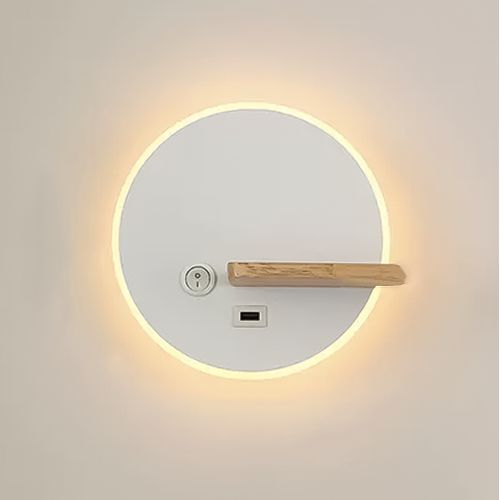 Sans Marque Applique Mural interieur Led avec port USB- Rond - Blanc - 30 X  26 Cm à prix pas cher