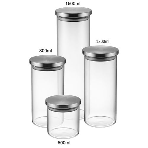 Bocal cuisine hermétique en verre avec couvercle inox - 1200ml