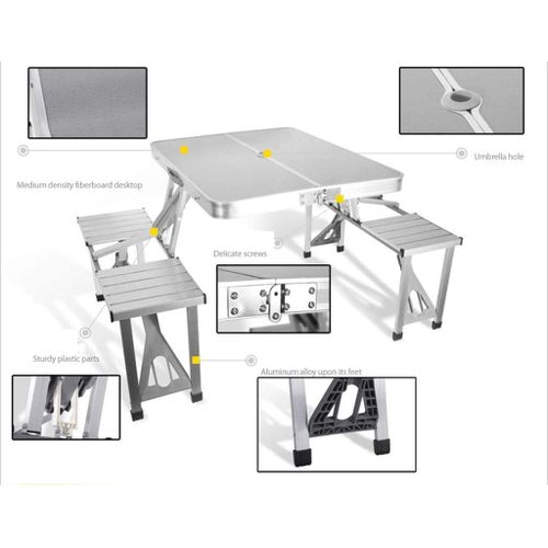Slide  #5 Table et chaises pliable portative en aluminium