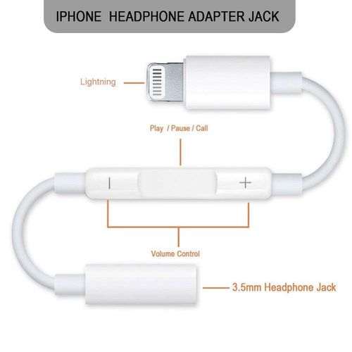 Sans Marque Câble Auxiliaire pour iphone avec contrôle de Volume -  Lightning vers jack 3.5mm -1m à prix pas cher