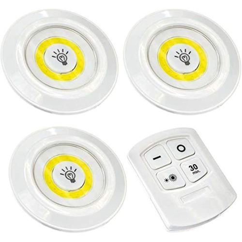 Lot de 3 spots Led Sans Fils avec Télécommande