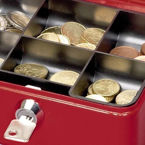 Sans Marque Caisse à monnaie a clé - Coffre fort - Boîte de rangement -  Rouge - 200 x 160 x 90 mm à prix pas cher