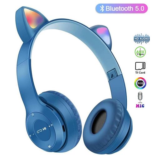 LED Casque Audio Enfant Fille Bluetooth Casque sans Fil Écouteurs