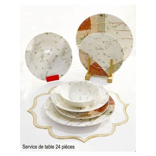 Sans Marque Service de table en porcelaine pour 6 personnes-24