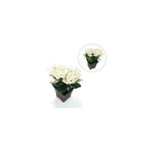 Plante Artificielle - Fleur Blanche - avec pot en plastique - 17 X 14 Cm  prix tunisie - Price.tn