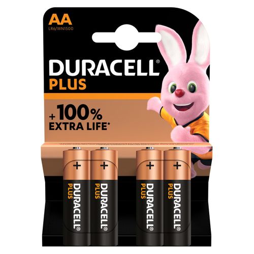 Duracell Plus - Piles Alcalines AA 1.5V - LR6 - MN1500 - Paquet de 4 à prix  pas cher