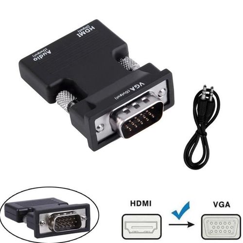 deleyCON HDMI vers VGA Adaptateur avec Transmission Audio - Câble  Adaptateur Prise HDMI vers Prise VGA de 3,5mm Prise Jack Audio Contacts  Plaqués or pour TV Projecteurs Ordinateurs Portables Notebooks : 