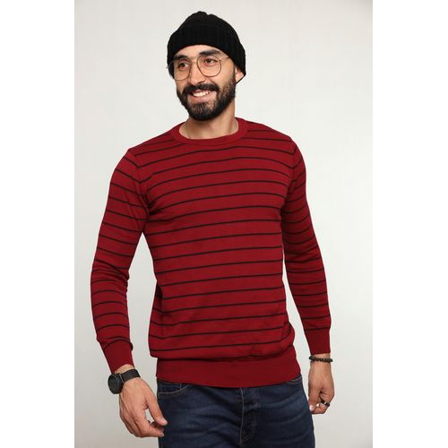 Black Haze Pull Rouge Stripe Knit Crew Jumper image 0