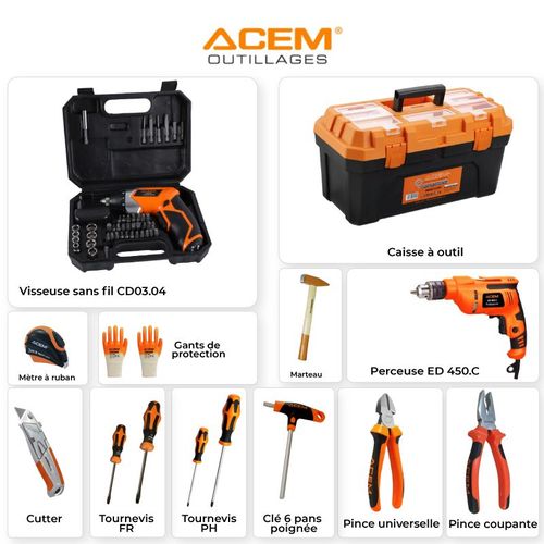 Acem Boite à outils - Caisse a outils Plastique - 50 cm - Acem à prix pas  cher