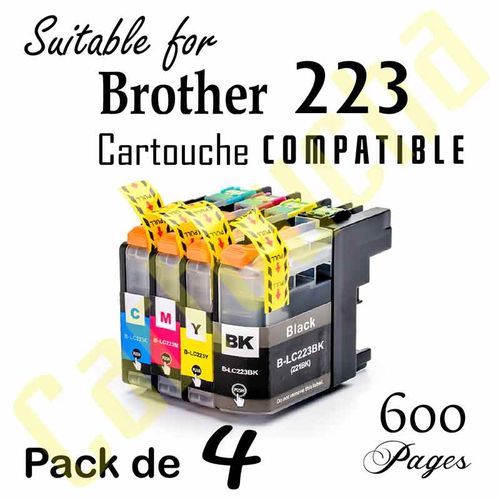 PACK 4 CARTOUCHES ENCRE COMPATIBLE POUR BROTHER LC223XL - Cartoucha