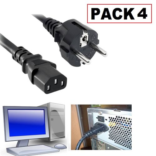 Sans Marque Pack de 4 Câble alimentation pour PC de Bureau à prix
